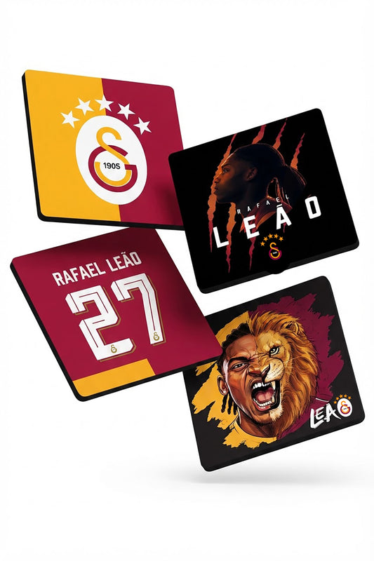 Galatasaray Rafael Leão Ahşap Bardak Altlığı (4'lü Set)