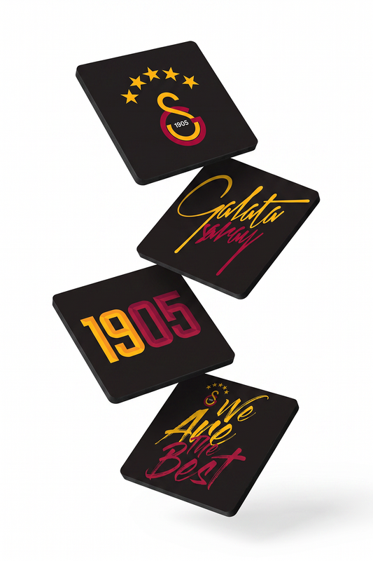 Galatasaray We Are The Best Ahşap Bardak Altlığı (4'lü Set)