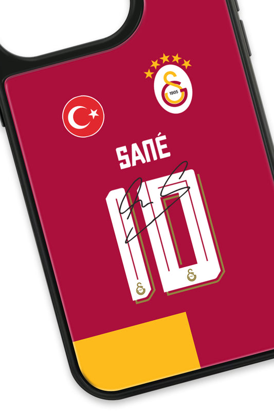 Galatasaray Leroy Sane Parçalı Forma İmzalı Cam Telefon Kılıfı