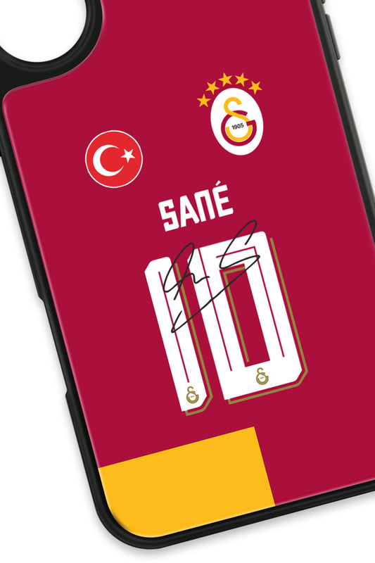 Galatasaray Leroy Sane Parçalı Forma İmzalı Cam Telefon Kılıfı