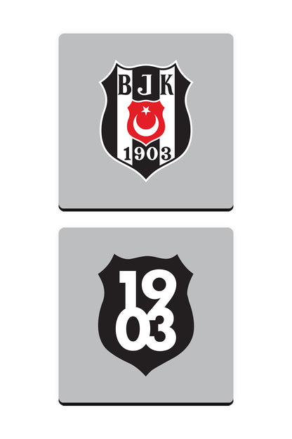 Beşiktaş 1903 Arma Ahşap Bardak Altlığı 2'li Set