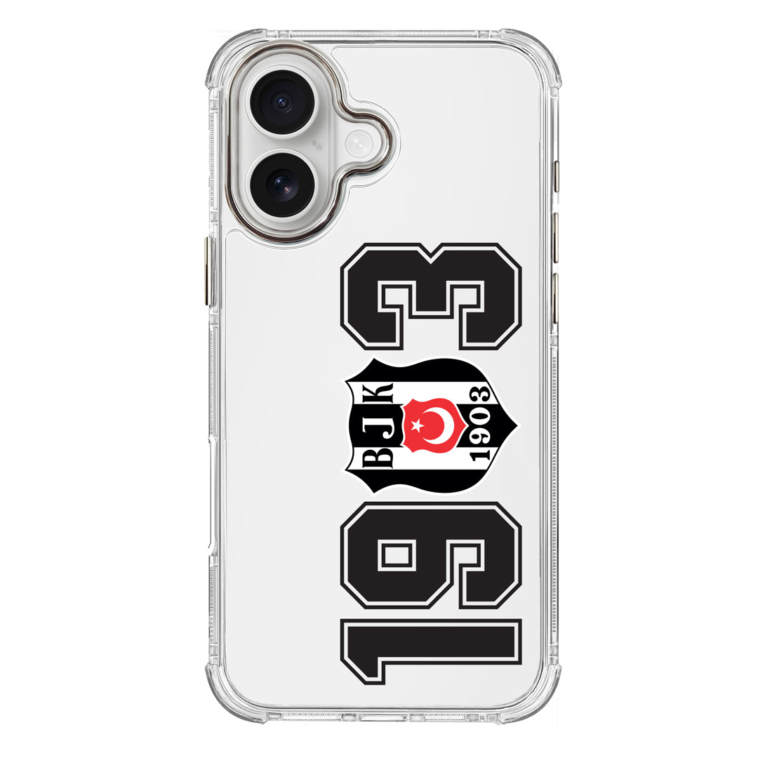 Beşiktaş 1903 Şeffaf iPhone 16 Telefon Kılıfı