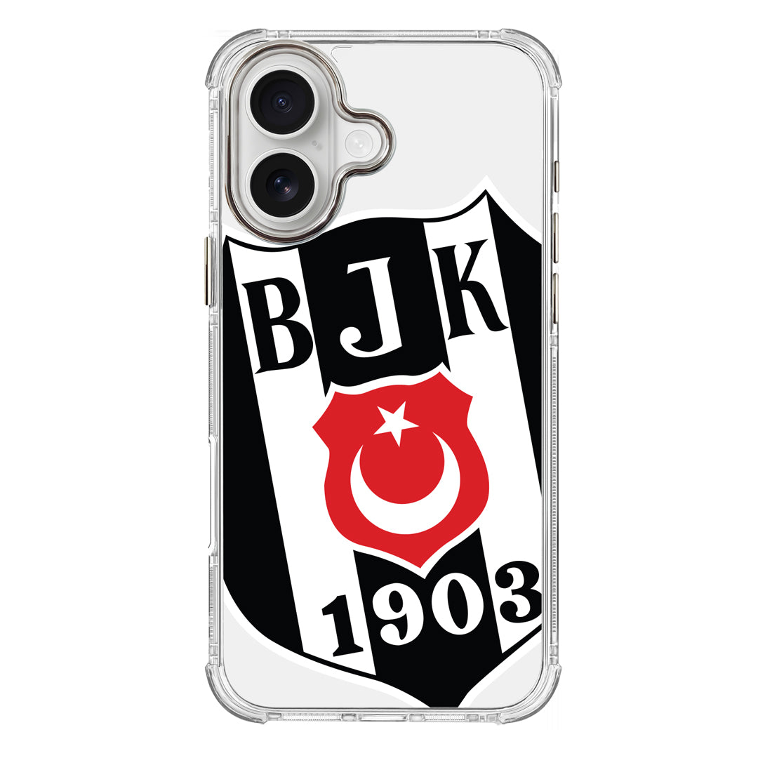 Beşiktaş Büyük Logo Şeffaf iPhone 16 Telefon Kılıfı