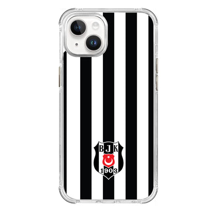 Beşiktaş Çubuklu Logo Şeffaf iPhone 13 Telefon Kılıfı