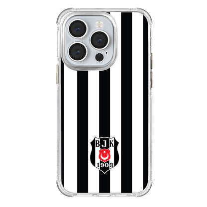 Beşiktaş Çubuklu Logo Şeffaf iPhone 14 Pro Telefon Kılıfı