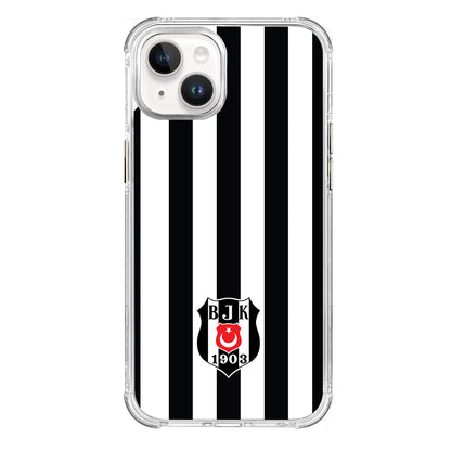 Beşiktaş Çubuklu Logo Şeffaf iPhone 14 Telefon Kılıfı