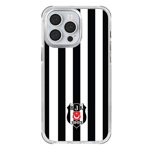 Beşiktaş Çubuklu Logo Şeffaf iPhone 15 Pro Max Telefon Kılıfı