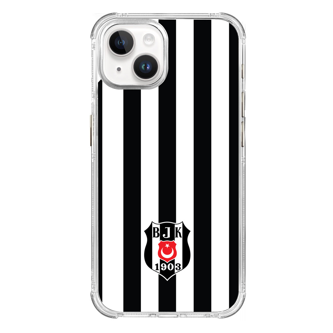 Beşiktaş Çubuklu Logo Şeffaf iPhone 15 Pro Telefon Kılıfı
