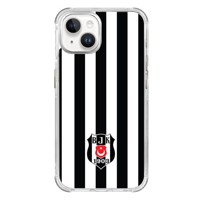 Beşiktaş Çubuklu Logo Şeffaf iPhone 15 Pro Telefon Kılıfı