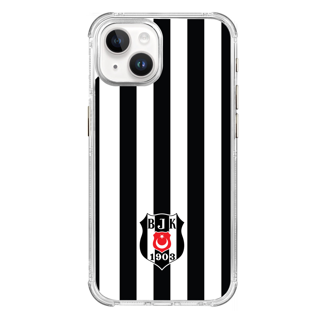 Beşiktaş Çubuklu Logo Şeffaf iPhone 15 Telefon Kılıfı