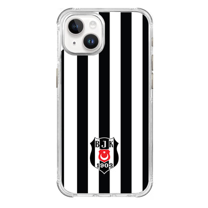Beşiktaş Çubuklu Logo Şeffaf iPhone 15 Telefon Kılıfı