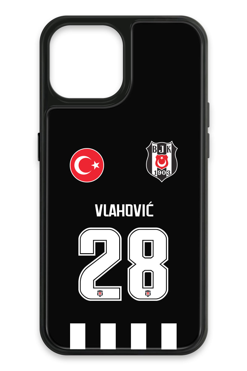 Beşiktaş Dušan Vlahović Forma iPhone 13 Cam Telefon Kılıfı