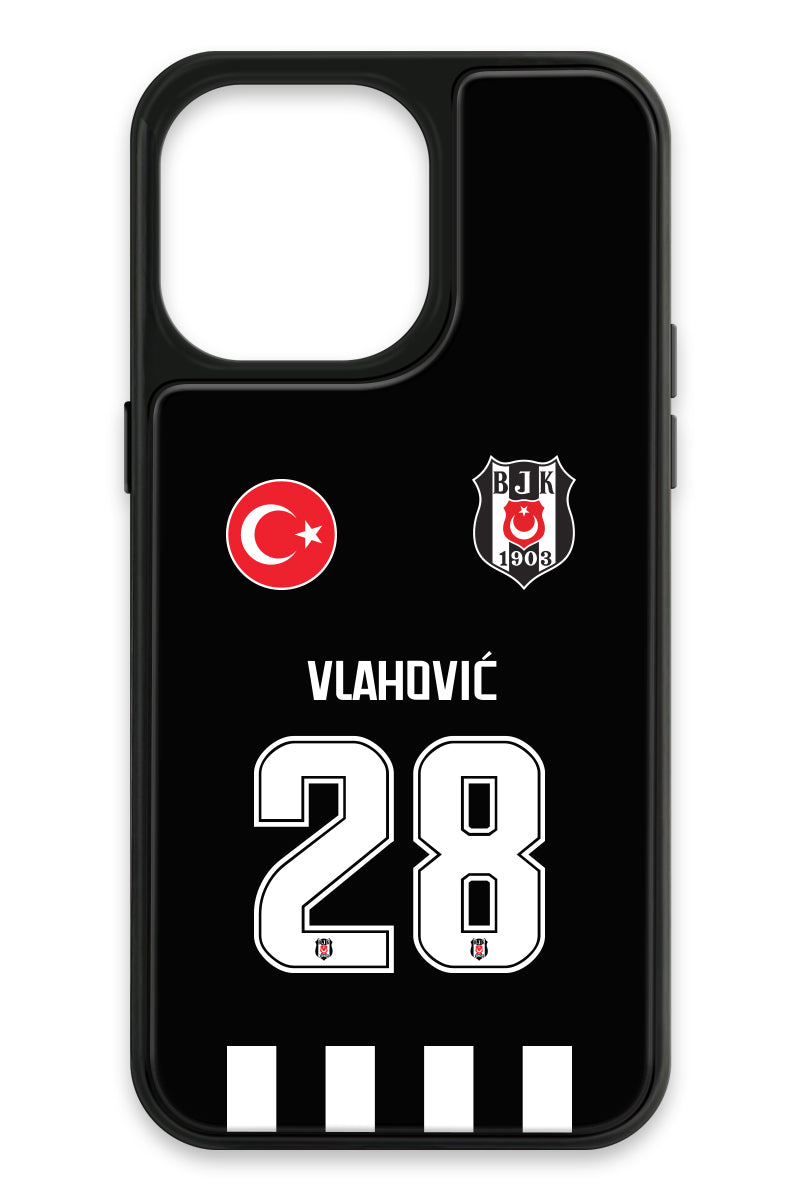 Beşiktaş Dušan Vlahović Forma iPhone 14 Pro Max Cam Telefon Kılıfı