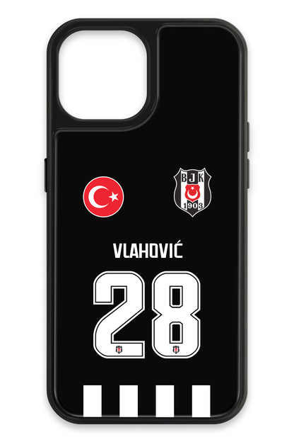 Beşiktaş Dušan Vlahović Forma iPhone 15 Cam Telefon Kılıfı