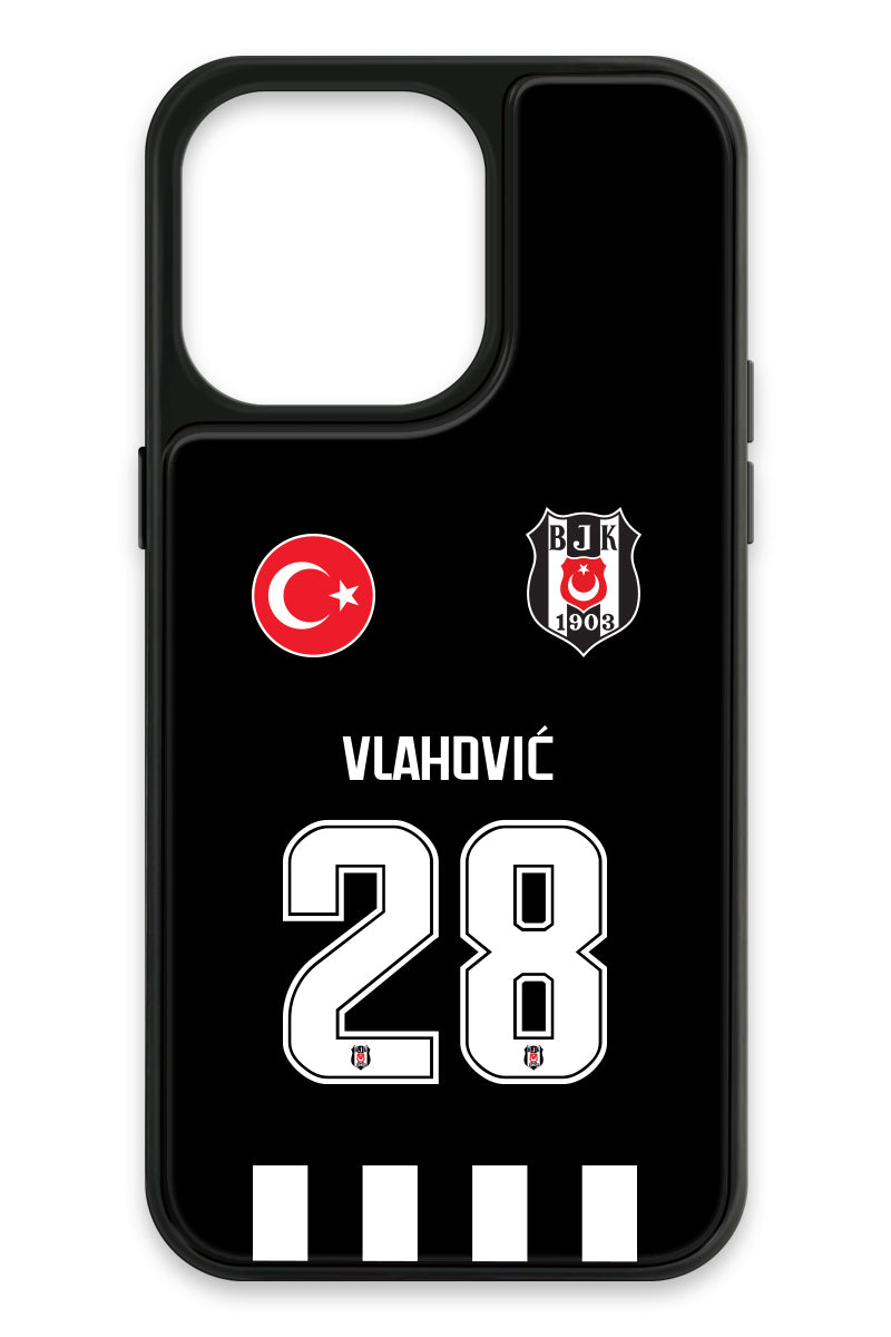 Beşiktaş Dušan Vlahović Forma iPhone 15 Pro Max Cam Telefon Kılıfı
