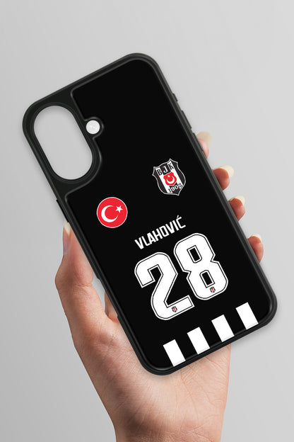Beşiktaş Dušan Vlahović iPhone 16 Cam Kılıf