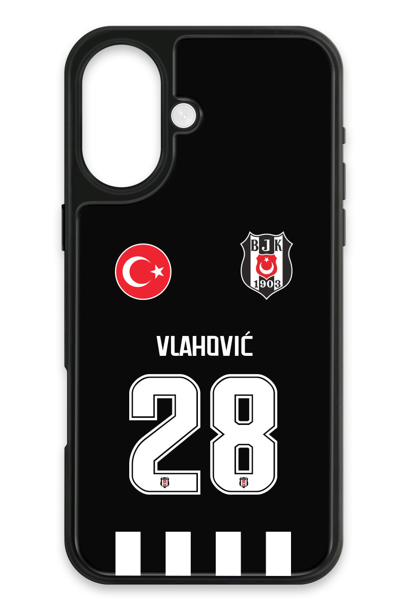 Beşiktaş Dušan Vlahović Forma iPhone 16 Cam Telefon Kılıfı