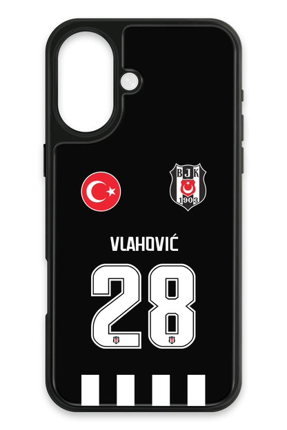 Beşiktaş Dušan Vlahović Forma iPhone 16 Cam Telefon Kılıfı