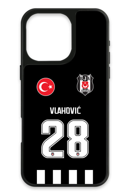 Beşiktaş Dušan Vlahović Forma iPhone 16 Pro Max Cam Telefon Kılıfı