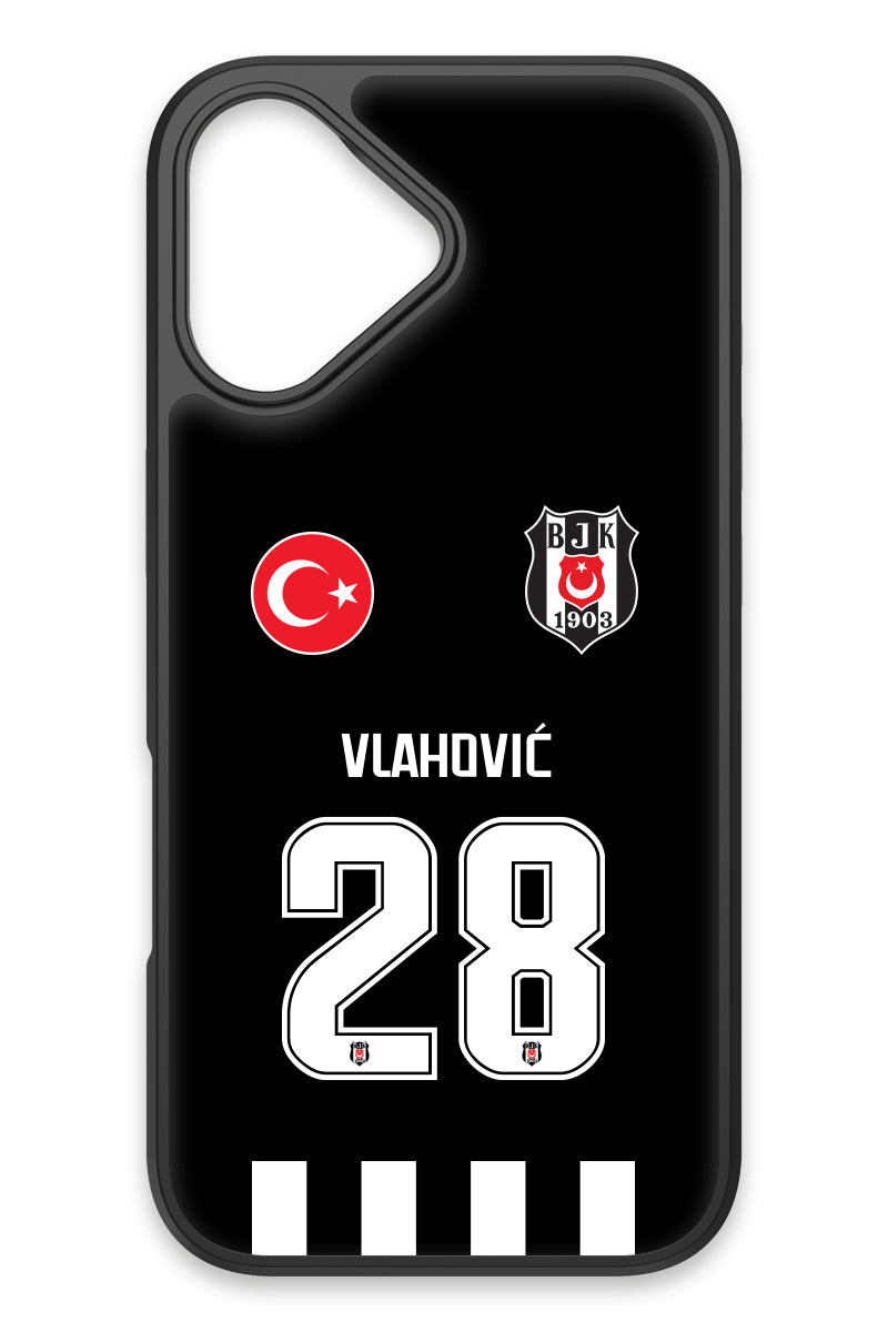 Beşiktaş Dušan Vlahović Forma iPhone 17 Cam Telefon Kılıfı