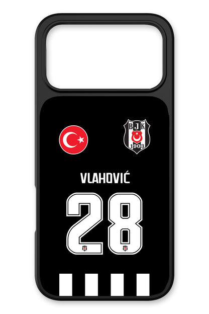 Beşiktaş Dušan Vlahović Forma iPhone 18 Pro Max Cam Telefon Kılıfı