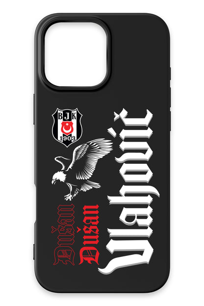 Beşiktaş Dušan Vlahović Kartal iPhone 16 Pro Silikon Telefon Kılıfı