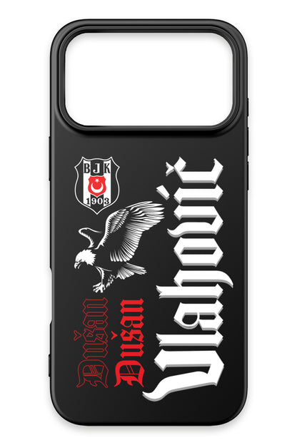 Beşiktaş Dušan Vlahović Kartal iPhone 17 Pro Max Silikon Telefon Kılıfı