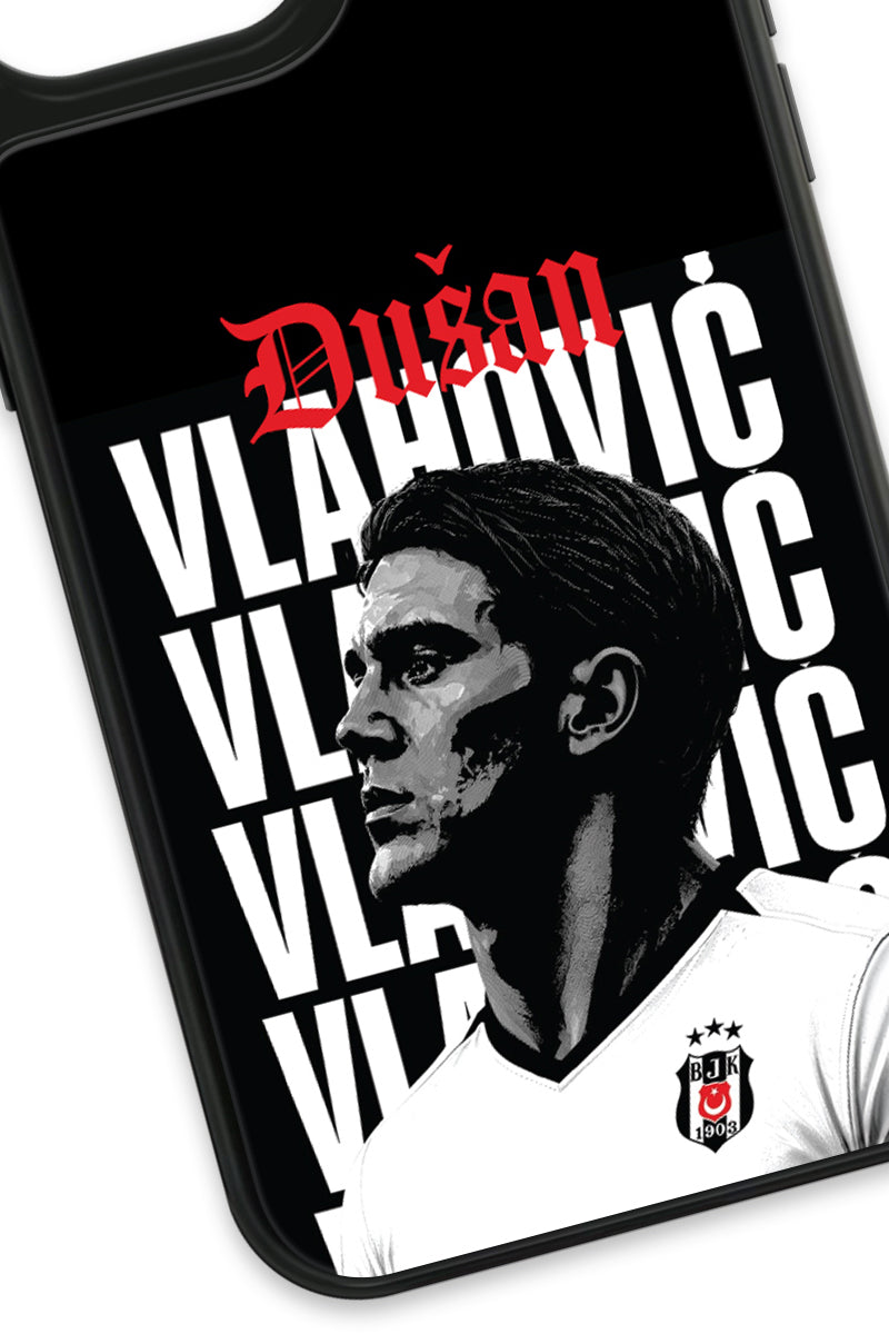 Beşiktaş Dušan Vlahović Portre iPhone 14 Cam Kılıf