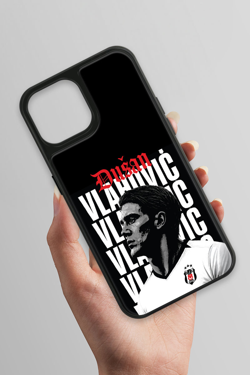 Beşiktaş Dušan Vlahović Portre iPhone 14 Cam Kılıf