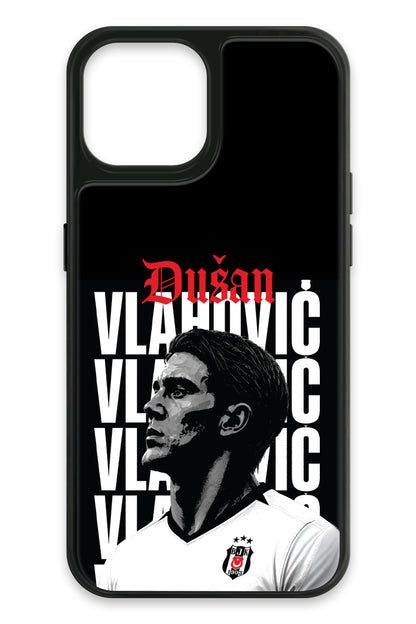 Beşiktaş Dušan Vlahović Portre iPhone 14 Cam Telefon Kılıfı