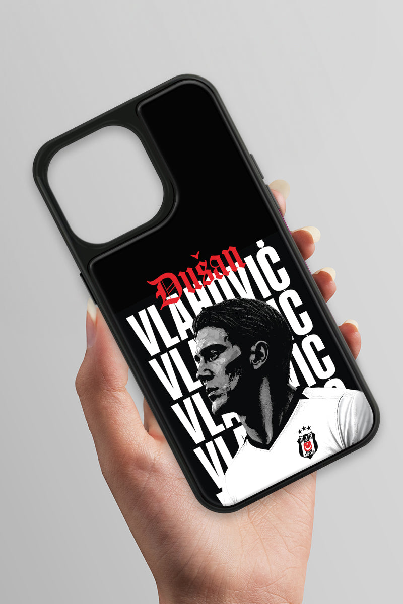 Beşiktaş Dušan Vlahović Portre iPhone 14 Pro Max Cam Kılıf