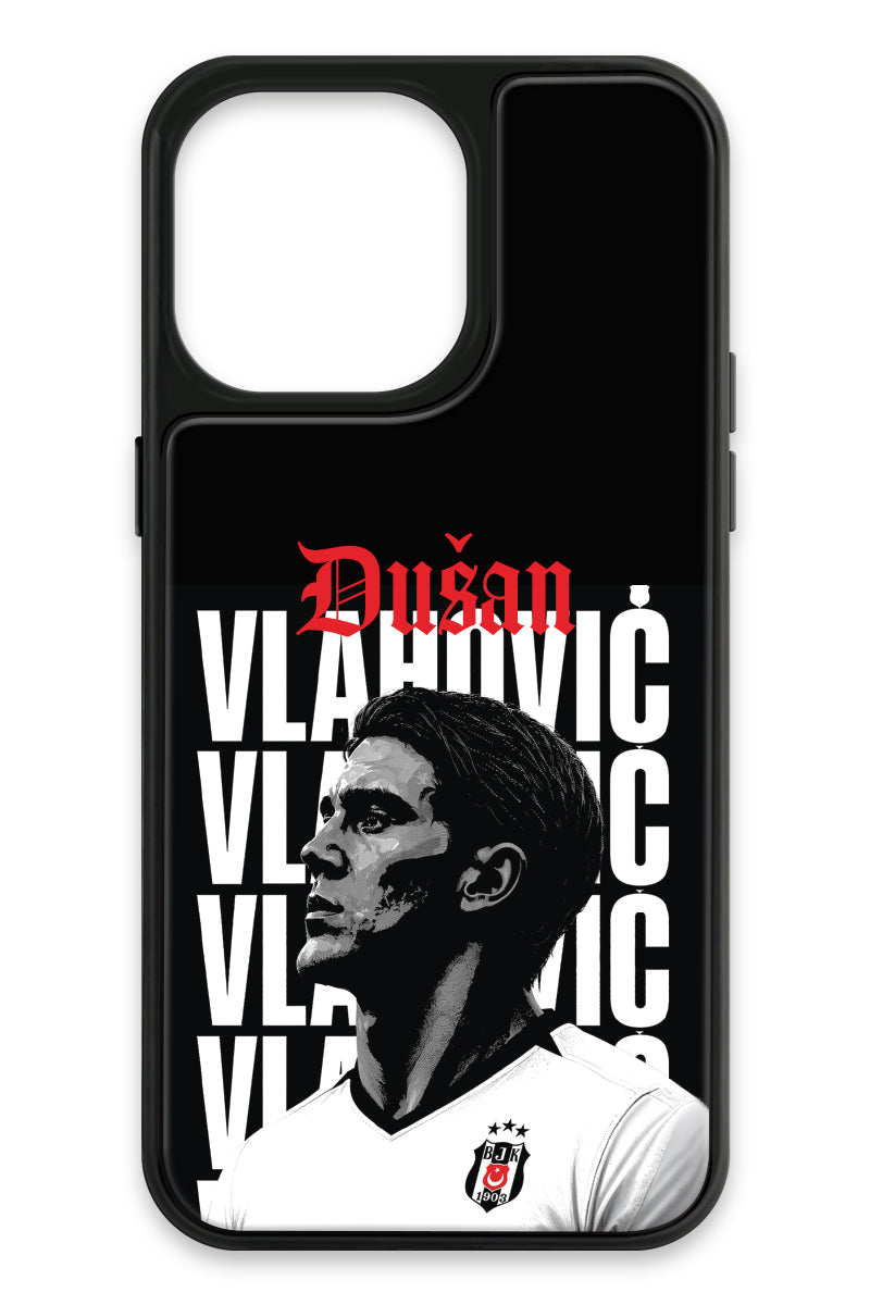 Beşiktaş Dušan Vlahović Portre iPhone 14 Pro Max Cam Telefon Kılıfı