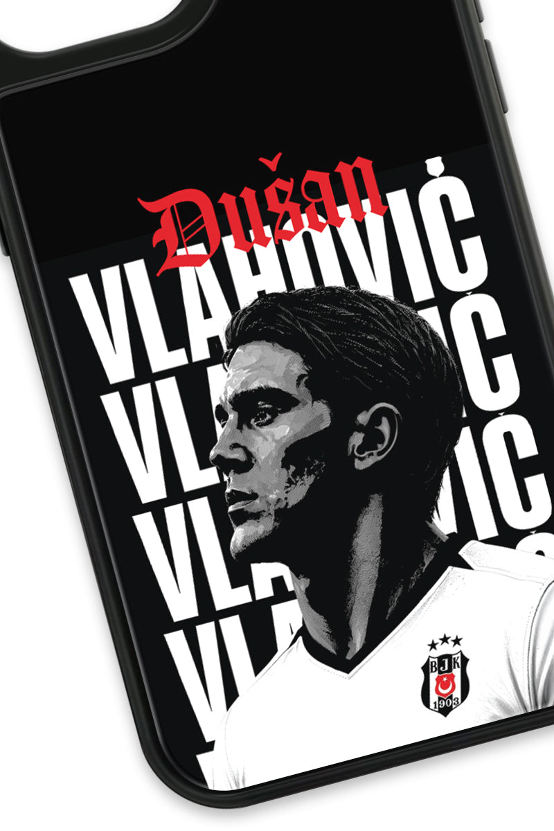 Beşiktaş Dušan Vlahović Portre iPhone 15 Cam Kılıf
