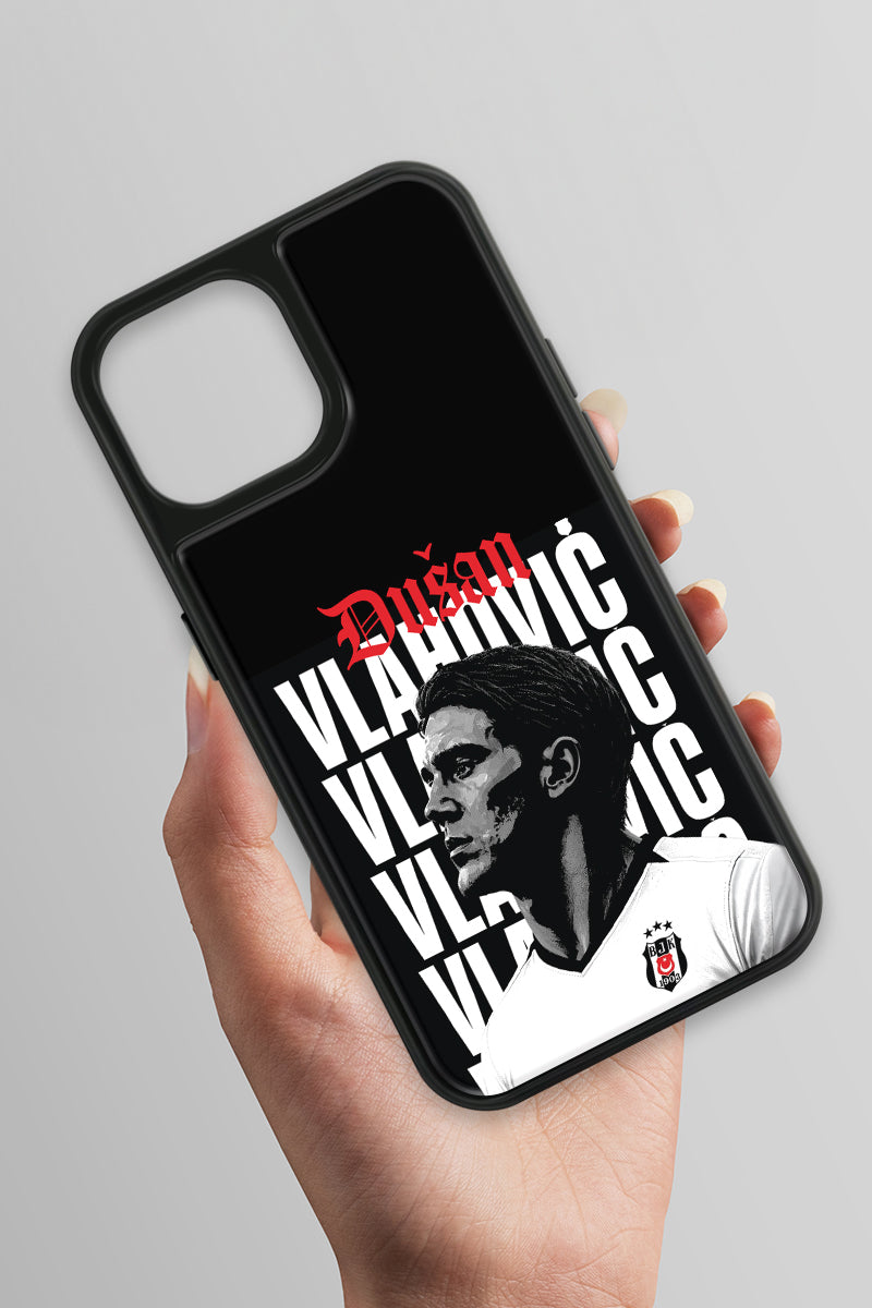 Beşiktaş Dušan Vlahović Portre iPhone 15 Cam Kılıf