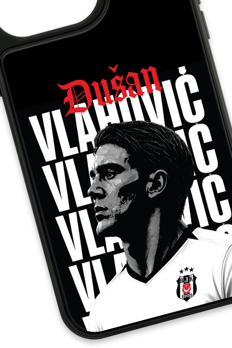 Beşiktaş Dušan Vlahović Portre iPhone 15 Pro Max Cam Kılıf