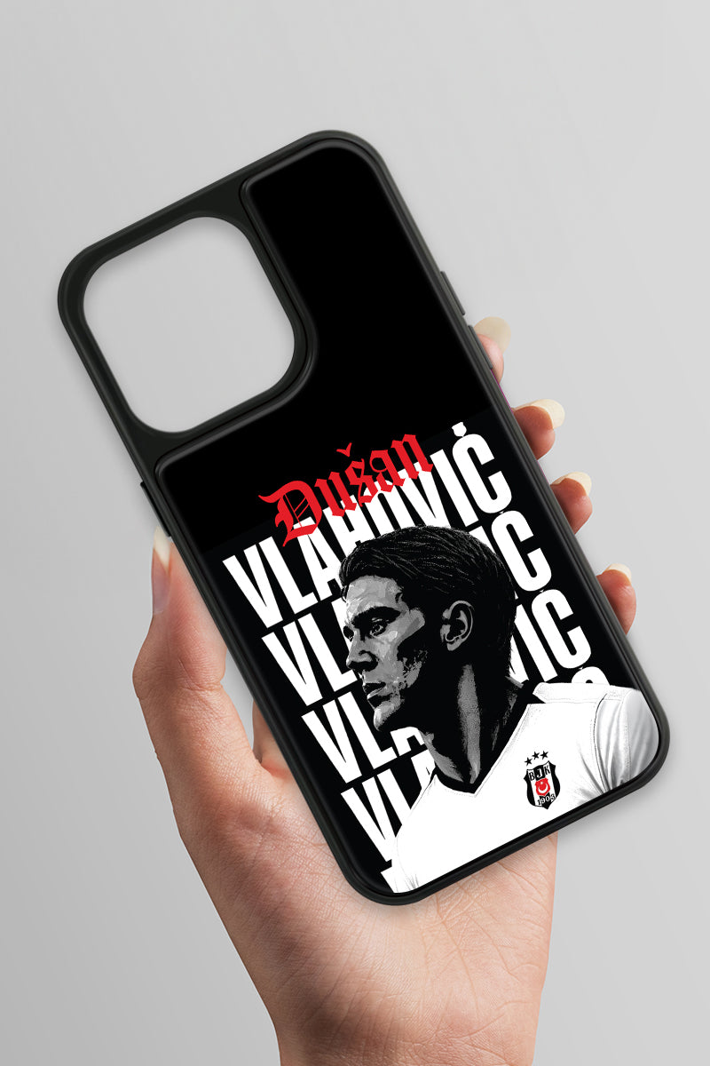 Beşiktaş Dušan Vlahović Portre iPhone 15 Pro Max Cam Kılıf