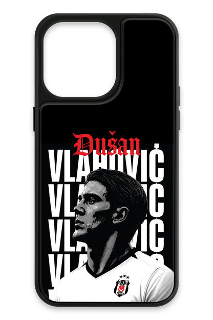 Beşiktaş Dušan Vlahović Portre iPhone 15 Pro Max Cam Telefon Kılıfı