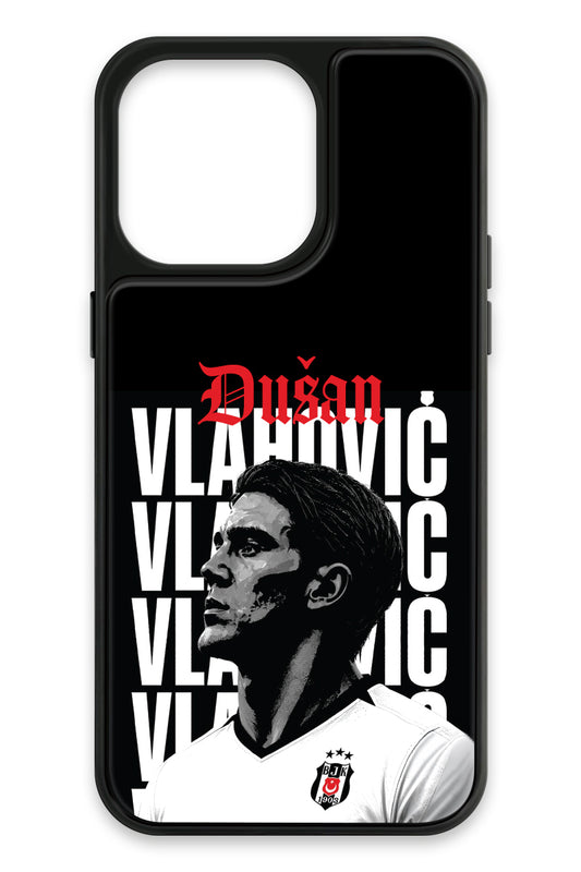 Beşiktaş Dušan Vlahović Portre iPhone 15 Pro Max Cam Telefon Kılıfı