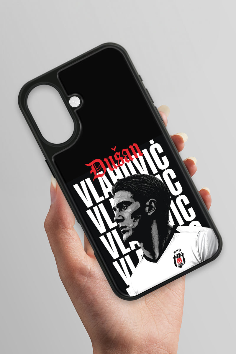 Beşiktaş Dušan Vlahović Portre iPhone 16 Cam Kılıf