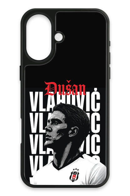 Beşiktaş Dušan Vlahović Portre iPhone 16 Cam Telefon Kılıfı