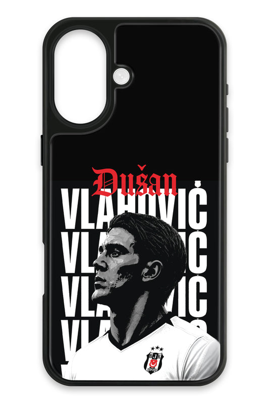 Beşiktaş Dušan Vlahović Portre iPhone 16 Cam Telefon Kılıfı