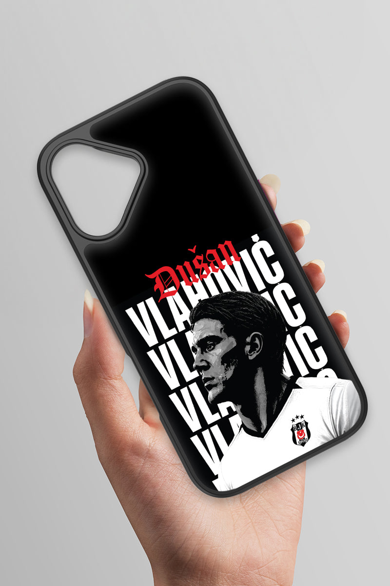 Beşiktaş Dušan Vlahović Portre iPhone 17 Cam Kılıf