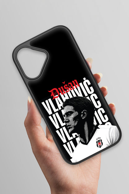 Beşiktaş Dušan Vlahović Portre iPhone 17 Cam Kılıf