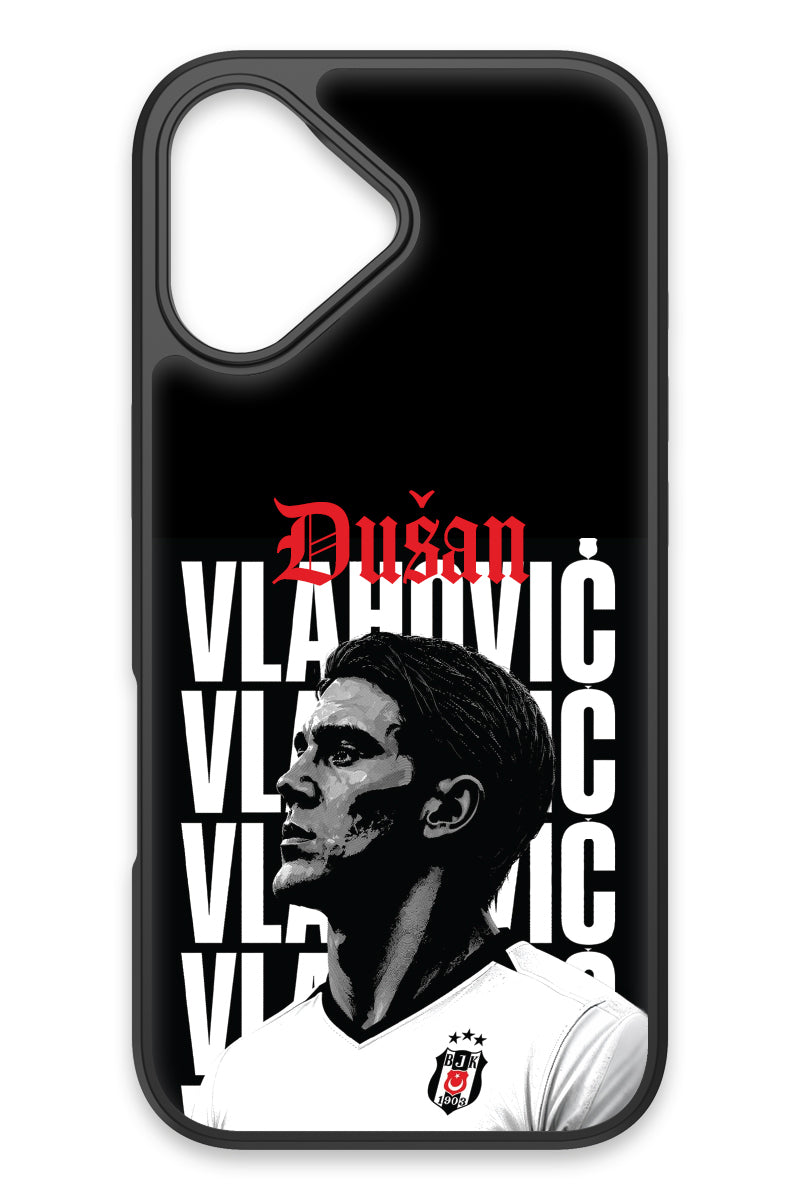 Beşiktaş Dušan Vlahović Portre iPhone 17 Cam Telefon Kılıfı