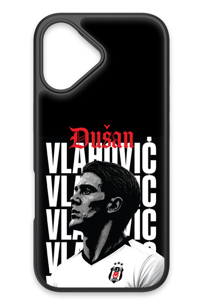 Beşiktaş Dušan Vlahović Portre iPhone 17 Cam Telefon Kılıfı