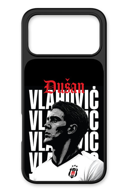 Beşiktaş Dušan Vlahović Portre iPhone 17 Pro Max Cam Telefon Kılıfı