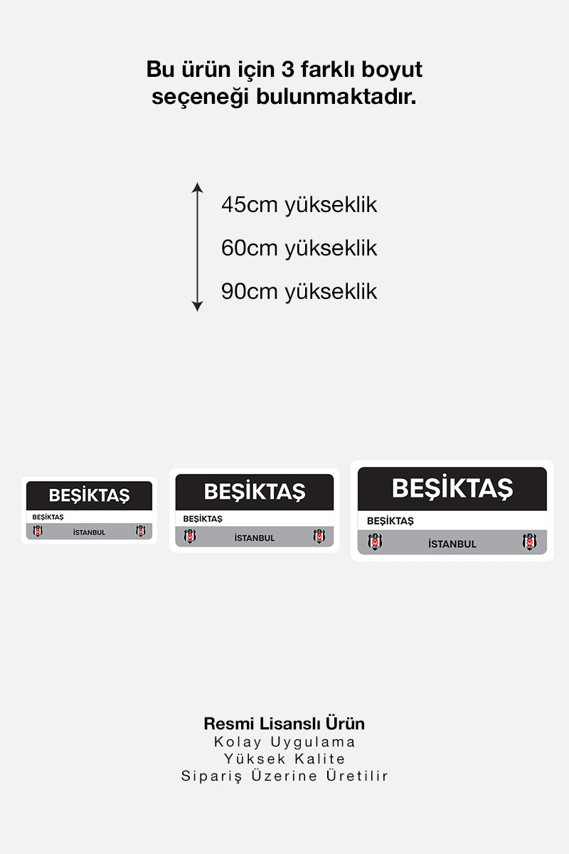 Beşiktaş Duvar Sticker Tabela - Lisanslı Orijinal