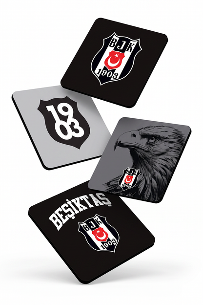 Beşiktaş Kara Kartal Ahşap Bardak Altlığı