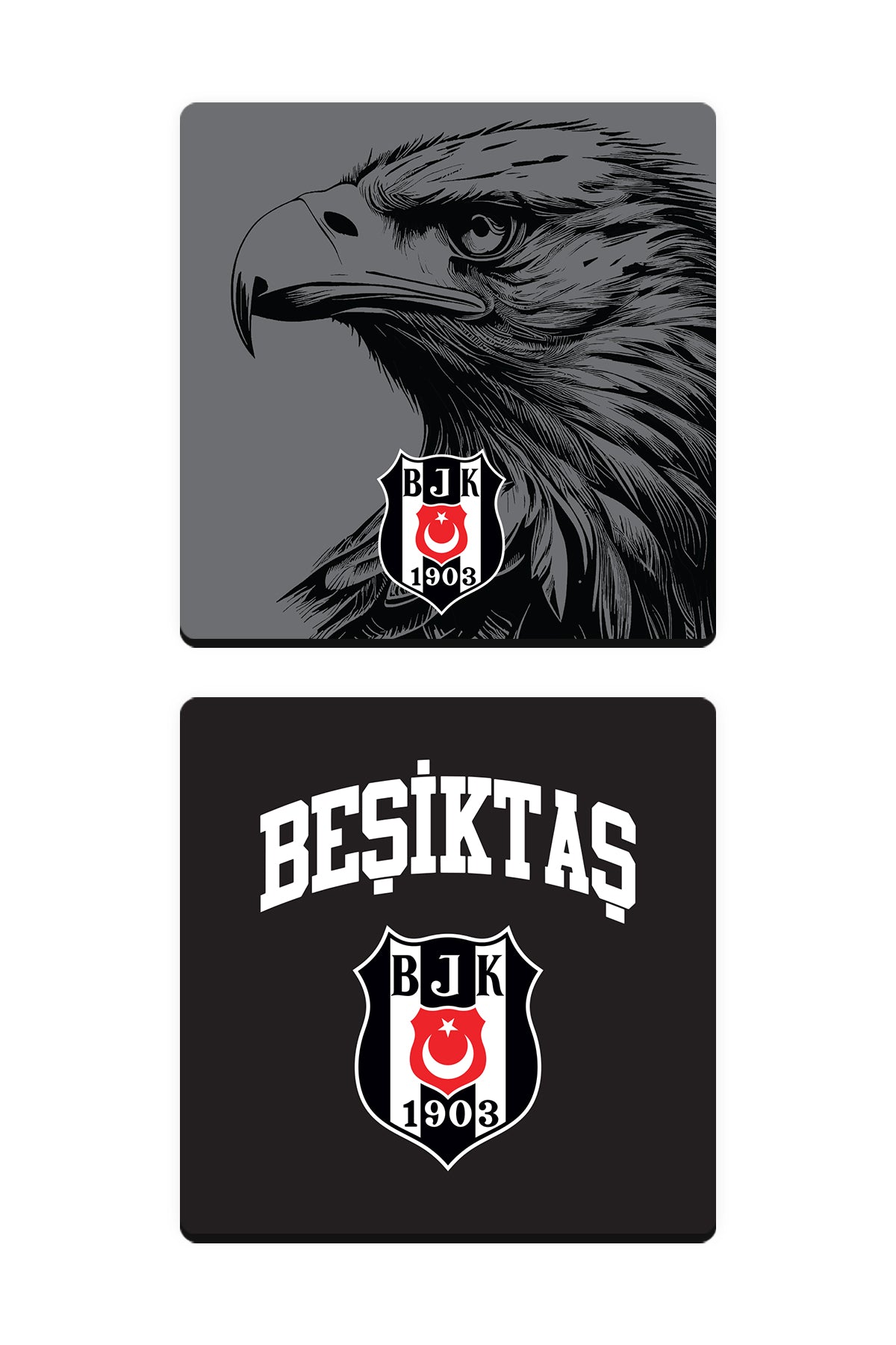 Beşiktaş Kartal Arma Ahşap Bardak Altlığı 2'li Set