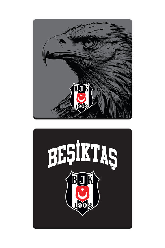 Beşiktaş Kartal Arma Ahşap Bardak Altlığı 2'li Set
